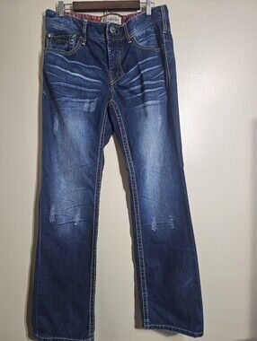 Remetee Rampart Mens 34x34 Straight Distressed Jeans Dark Wash Y2K Denim